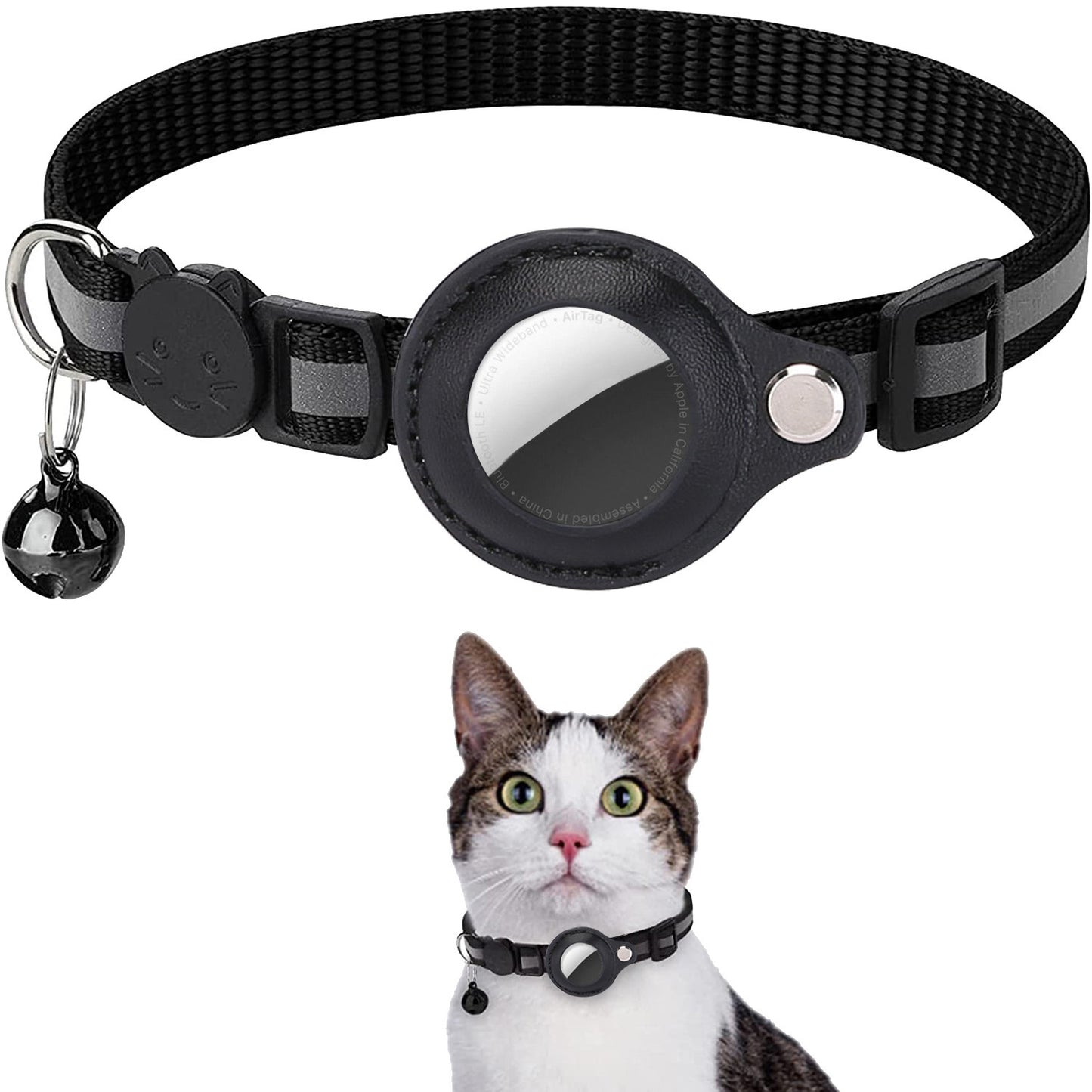 Pet Airtag Cat Collar Anti-loss Positioning Tracking Kitten Reflective Bell Neck Ring