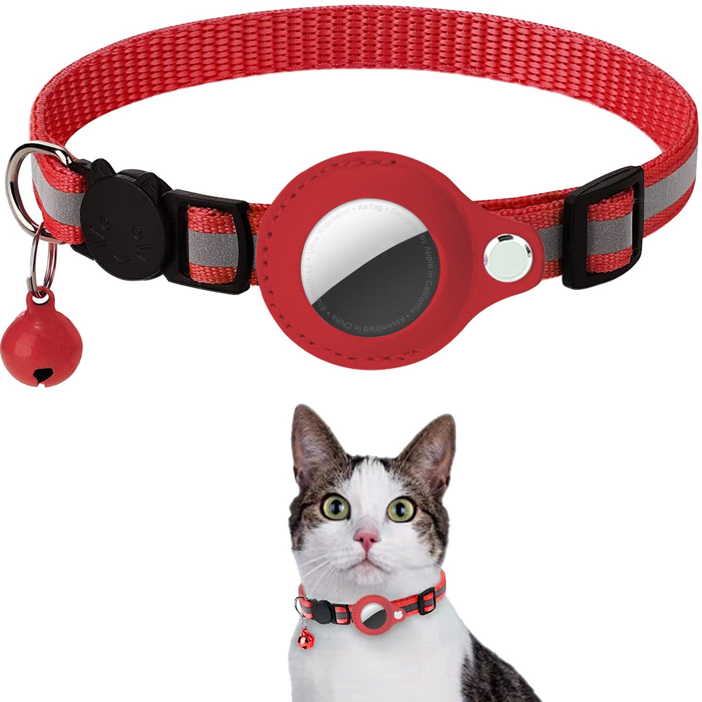 Pet Airtag Cat Collar Anti-loss Positioning Tracking Kitten Reflective Bell Neck Ring