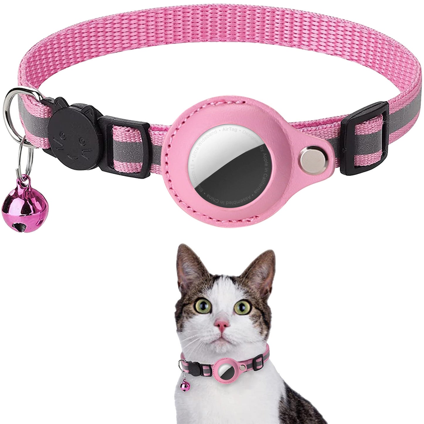 Pet Airtag Cat Collar Anti-loss Positioning Tracking Kitten Reflective Bell Neck Ring