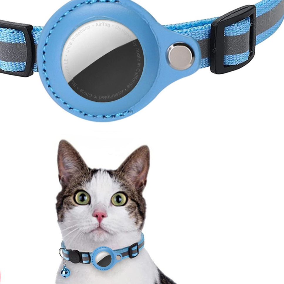 Pet Airtag Cat Collar Anti-loss Positioning Tracking Kitten Reflective Bell Neck Ring