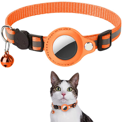 Pet Airtag Cat Collar Anti-loss Positioning Tracking Kitten Reflective Bell Neck Ring